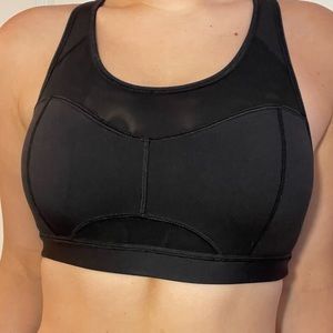 Athleta High Support Black Mesh Racerback Cutout Sports Bra